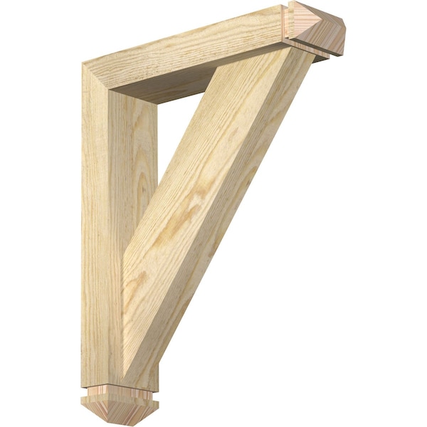 Ekena Millwork Traditional Arts and Crafts Rough Sawn Bracket w/ Offset Brace, Douglas Fir, 4"W x 16"D x 20"H BKT0402X16X20TRA03RDF - main
